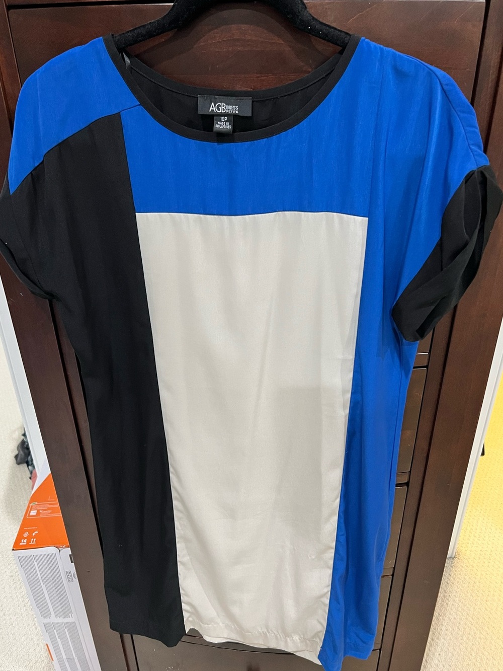 Black Blue Colorblock Short Dress Petite
